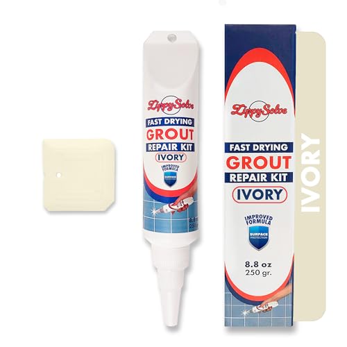 ZippySolve Tile Grout Repair Kit, Refresh Tile, Grout Sealer (8.8oz, Ivory) - color: Ivory