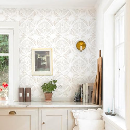 Boho Wallpaper Neutral Peel and Stick Wallpaper 78.7"x17.3" Geometric Wall Paper Beige and White Contact Paper Textured Removable Vinyl Waterproof for Bedroom Farmhouse Kitchen Bathroom - color: White and Beige, size: 17.3" x 78.7"