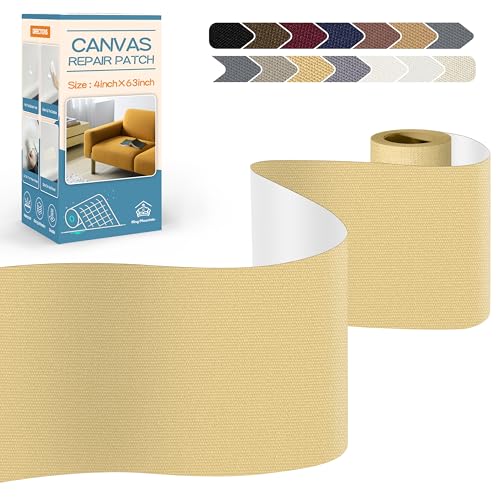 KING MOUNTAIN Canvas Repair Tape,Outdoor Gear Patch, 4×63 Inches,Waterproof,Self-Adhesive for Repairing Boat Covers,Sun Shades,Sofas,Tents,Lounge Chairs,Awnings (Beige-1) - color: Beige-1, size: Canvas-4"W×63"L