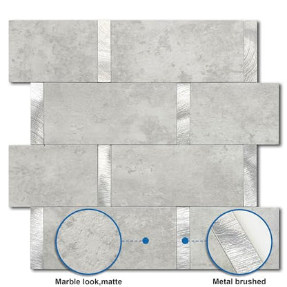 Subway Backsplash Peel and Stick Backsplash Tile Cement Grey 10pcs - color: Cement Grey, size: 10sheets