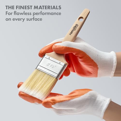 3 - Pack Premium Paint Brushes - Made in Italy – 1.5 Inch Flat Paint Brush, 2 Inch Angle Sash Brush, 2.5 Inch Flat - Ideal for Professionals and Homeowners - size: 3 Pack ( 1.5" Flat, 2.5" Flat, 2" Angle)