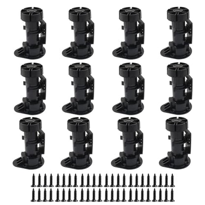 Jiozermi 12 Pack Black Plastic Cabinet Legs, Adjustable 95mm-125mm - size: 95mm-125mm(12pcs)