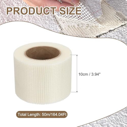 PATIKIL Drywall Repair Mesh Tape, 4 inch x 164 ft Fiberglass Repair Patch Self-Adhesive Dry Wall Joint Tape 8 Mesh Wall Hole Crack and Seam Patch, White - size: 4 inch x 164 Feet
