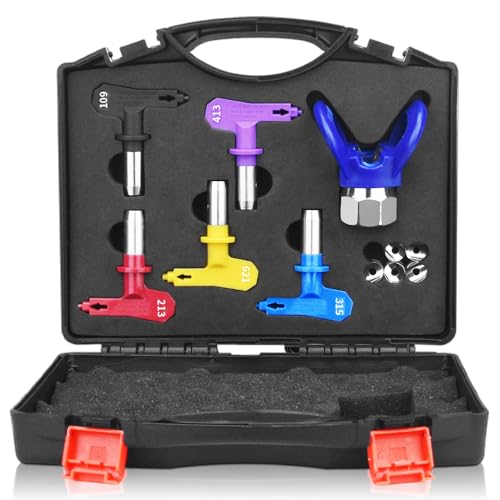 6Pcs Airless Paint Sprayer Tips,Spray Tips,Tip Guard and Storage Box (109,213,315,413,621) - style: 109,213,315,413,621