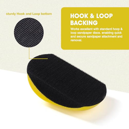 2 Pack 5 Inch Mouse Sanding Block Hand Sanding Block Hook and Loop Sanding Block for Woodworking Furniture Restoration Automotive Body Arts Crafts