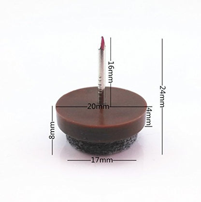Yueton 60pcs Felt Nail-on Slider Glide Pad Furniture Chair Leg Feet Pads Table Wood Floor Protectors (20mm, Brown)