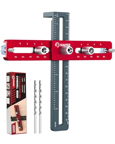 Saker Cabinet Hardware Jig, Cabinet Handle Doweling Template Tool - size: 6.5" Jig Saw