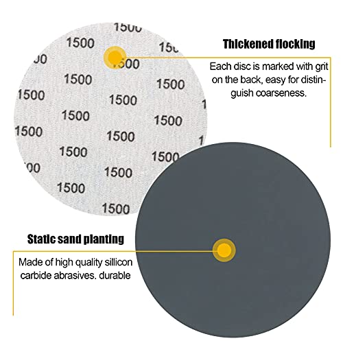 VIBRATITE 1500 Grit 6 Inch Hook & Loop Sanding Discs, 30PCS - size: 6 Inch (1500 Grit)