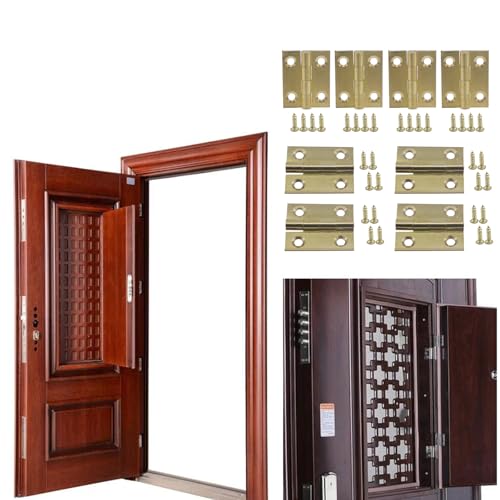 8 Pack Brass Cabinet Hinges 1 Inch for Cabinets and Furniture - size: 1inch