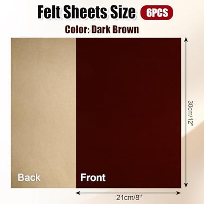 Biaungdo Self Adhesive Felt Sheets, Dark Brown, 6 Pcs, 8 x 12 Inch - color: Dark Brown