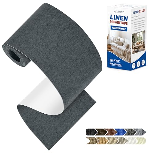 KING MOUNTAIN Linen Repair Patches, Self-Adhesive Fabric Patches, 4 X 63 inch Extra Size, Multi Color, Can be Used for Sofa Repair (Charcoal Gray) - color: Charcoal Gray, size: 4" Wx 63"L