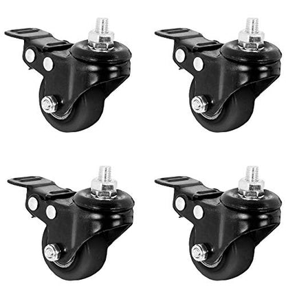 VIVO M8 Threaded Locking Caster Wheels, Set of 4, Swivel, Rubber Base, Brake, 1.5 inch Replacement Wheels for Standing Desk Frames, TV Stands, Carts, and More, PT-ST-015C - style: M8 Threaded
