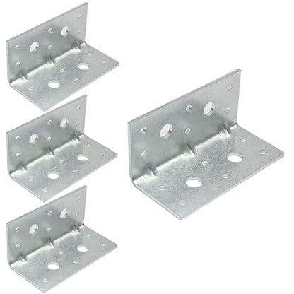 4 PCS Corner Brace, Reinforing Angle, Versatile Carbon Steel Corner Brackets, Heavy Duty Brace with Adjustable Slot Holes, 90 Degree Brackets for Wood Furniture Cabinet
