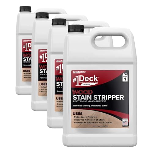 #1 Deck Wood Stain Stripper - 1 Gallon - Ready to Use, Wood Stain Remover Strips Weathered, Water-Based and Oil-Based Finishes (Pack of 4) - size: 1 Gallon (Pack of 4)