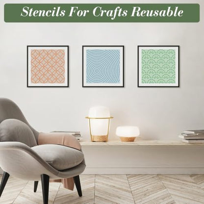 Geometric Texture Stencils for Crafts Reusable 31Pcs Stencils(5.1X5.1 Inch) - color: Texture 32