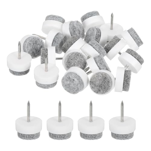 uxcell Nail-on Furniture Sliders, 24Pcs Nail-on Felt Pads Round Chair Table Feet Pads Chair Leg Floor Protectors for Hardwood Floors (White, 15mm/0.59") - size: 15mm/0.59"