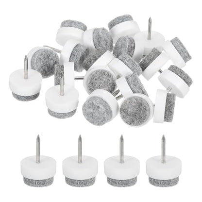 uxcell Nail-on Furniture Sliders, 24Pcs Nail-on Felt Pads Round Chair Table Feet Pads Chair Leg Floor Protectors for Hardwood Floors (White, 15mm/0.59") - size: 15mm/0.59"