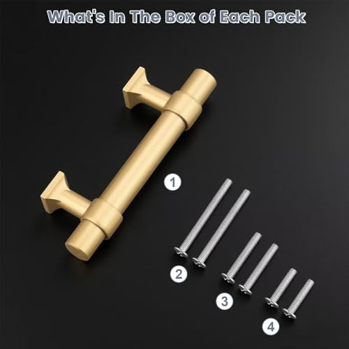 Champagne Gold Cabinet Pulls 2.5 Inch Hole Centers T Bar 10 Pack - color: Champagne Gold, size: Hole Centers: 2.5inch