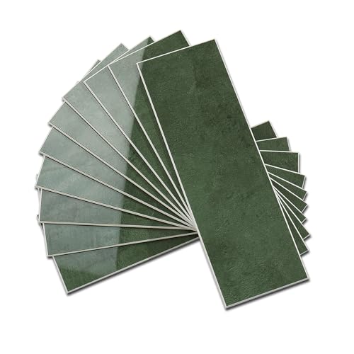 Tilingview 30 PCS Peel and Stick Backsplash Tile for Kitchen/Bathroom/Living Room, 3"x 9" Self-Adhesive Subway Tile for Backsplash, Handmade Imitation Glazed Tiles(Glossy Dark Olive Green) - color: Glossy Dark Olive Green