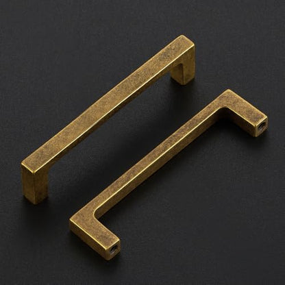 Ravinte Antique Brass Kitchen Cabinet Solid Handles,4 Inch,10 Pack - color: Antique Brass, size: 4 Inches Hole Center