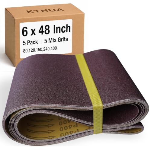6x48 Sanding Belts, 5 Pack, 1 Each of 80/120/150/240/400 Grits - size: 6 x 48 in, 5-Pack