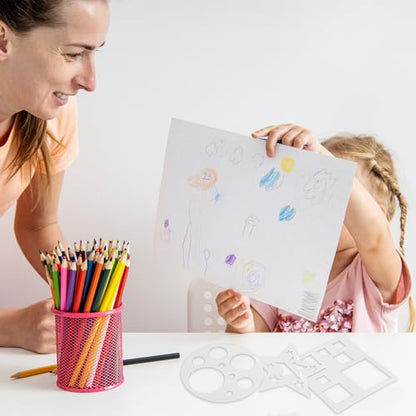 12 Pcs Drawing Stencil Geometric Stencils Circle Square Heart Star Template Set for Painting Basic Shape Tracing Simple Drawing Stencils for Classroom Painting DIY Craft (9x9 Inches) - size: Large
