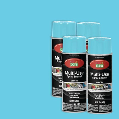 Spray Paint, 12 oz, 4-Pack (Gloss Light Blue) – All-Purpose, Indoor & Outdoor, Rust Resistant, for Wood, Metal, Plastic & Masonry - color: Light Blue