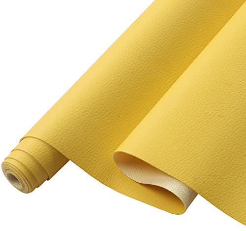 Picheng Lychee Faux Leather Fabric: 13.8" x 53" Yellow Faux Leather Roll - color: Yellow
