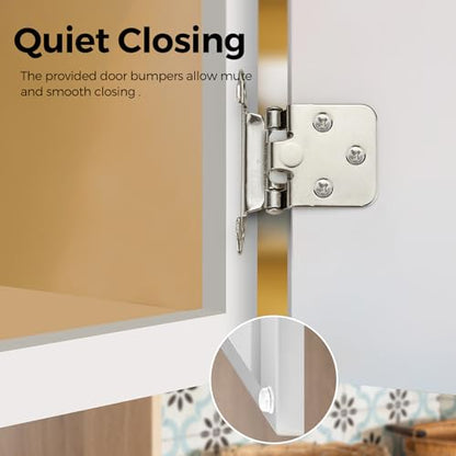 30 Pack 15 Pair Brushed Nickel Cabinet Hinges, 1/2" Overlay Kitchen Hinges - color: Satin Nickel, size: 1/2" Overlay