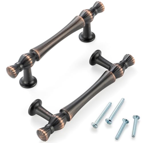3 Inch Oil Rubbed Bronze Cabinet Pulls 10 Pack French Style P2408 - color: Oil Rubbed Bronze, size: 3" Hole Centers-10 Pcs