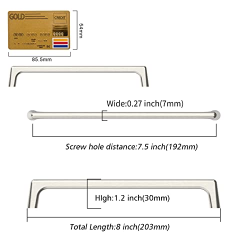 Amerdeco 10 Pack Brushed Satin Nickel Cabinet Pulls 7.5 Inch(192MM) Hole Centers Kitchen Cabinet Handles Hardware Kitchen Handles for Cabinets Cupboard Handles Drawer Pulls ZH0041 - color: Brushed Satin Nickel, size: 7.5" hole center