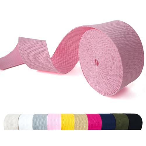 Cotton Webbing 2 Inch 5 Yards for Bag Strap Sewing Crafts, Pink - color: Pink