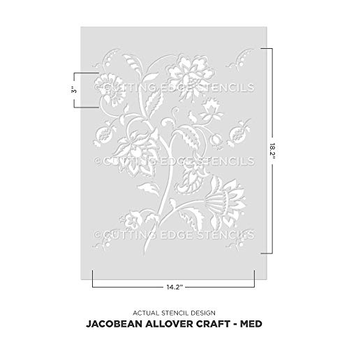Jacobean Furniture Stencil - DIY Floral Pattern - Reusable Stencil for Furniture Makeovers (Medium) - size: Medium
