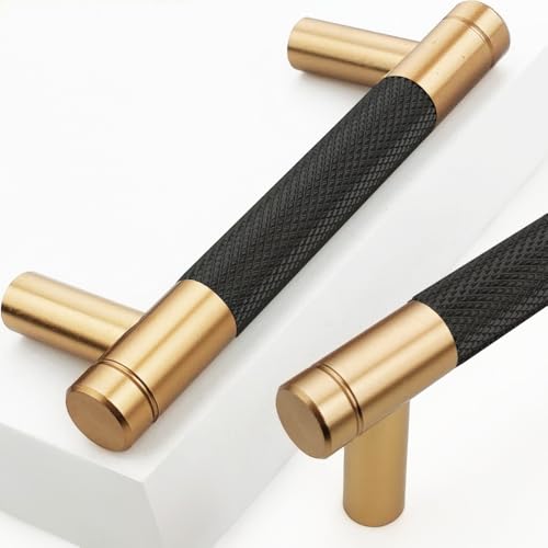 12 Pack 3 Inch 76 mm Bronze and Black Knurled Cabinet Handles Cabinet Pulls Aluminum Handles Knurled Drawer Pulls Oxidation Finish with Diamond Pattern - color: Bronze and Black, size: 3 Inch