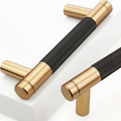 12 Pack 3 Inch 76 mm Bronze and Black Knurled Cabinet Handles Cabinet Pulls Aluminum Handles Knurled Drawer Pulls Oxidation Finish with Diamond Pattern - color: Bronze and Black, size: 3 Inch