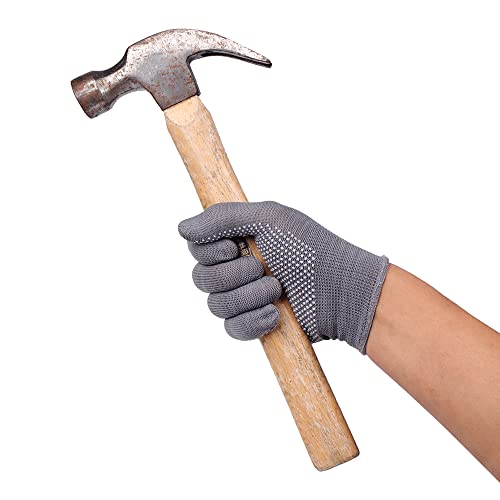 COOHORN 12Pairs Work Gloves Anti-slip Knitted Stretchy Cloth Glove Thin Moist Glove Liners - color: Grey