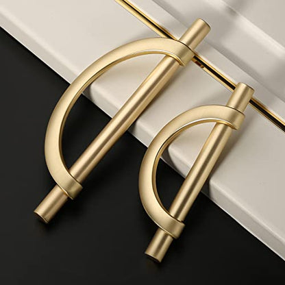 Amerdeco 10 Pack Brushed Gold Cabinet Pulls 5 Inch(128MM) Hole Centers Kitchen Cabinet Handles Hardware Kitchen Handles for Cabinets Cupboard Handles Drawer Pulls - color: Brushed Gold, size: 5"/128MM Hole Center, style: 10 Pack