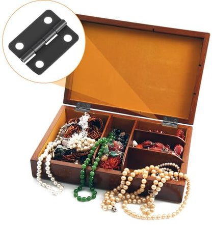 50 Sets Small Hinges for Crafts, 1In Stainless Steel Mini Hinges for Wooden Box Hinge for Jewelry Box, Miniature Folding Butt Hinge Hardware Ideal for DIY Crafts, Small Jewelry Cabinets Making, Black
