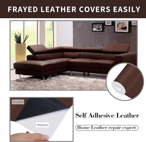 Lifeshoon Leather Repair Patches, Self Adhesive Vinyl for Couches Furniture - color: Brown, size: 3.5X79 inch