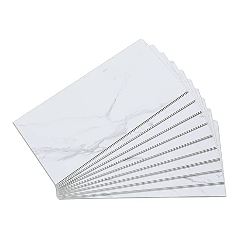 Palisade 23.2 in. x 11.1 in. Vinyl Wall Tiles in Carrara Marble (10 Pack) - color: Carrara Marble, size: Case of 23.2 in. x 11.1 in. Tiles