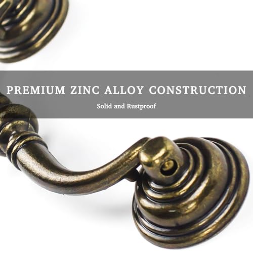4 PCS Antique Brass Metal Drop Bail Pulls,3-3/4" Center to Center - color: Antique Brass, size: 3-3/4" Center to Center