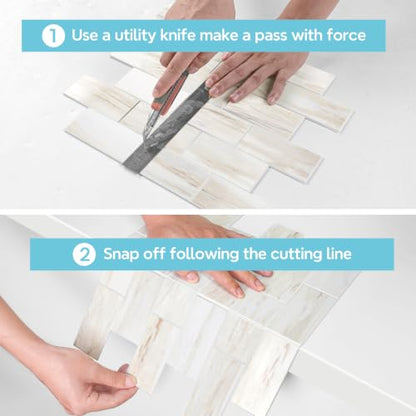 STICKGOO 10-Sheet Subway Tile Peel and Stick Backsplash, Wooden Grain - color: Glossy Wooden Marble Grain