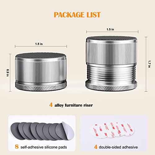 Adjustable Furniture Risers 0.9-1.7in, Metal Furniture Riser-Sliver 4 Pcs - color: Sliver