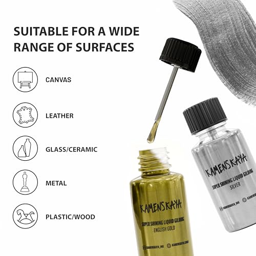 KAMENSKAYA Warm Brass Leaf Paint, Liquid Gilding Paint, 0.68 fl oz - color: Warm Brass, size: 0.68 Fl Oz (Pack of 1)