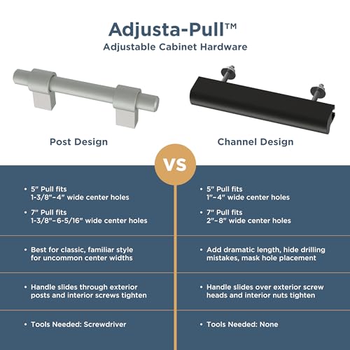Franklin Brass 5 Pack Matte Brushed Nickel Cabinet Handles Adjustable Drawer Pulls for Kitchen Cabinet Knobs Dressers and Cupboards 1-3/8 to 6-5/16 inch (35–160mm) Hole Center | Adjusta-Pull™ - color: Matte Satin Nickel, size: 1-3/8" to 6-5/16"