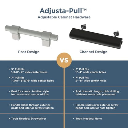 Franklin Brass 5 Pack Matte Brushed Nickel Cabinet Handles Adjustable Drawer Pulls for Kitchen Cabinet Knobs Dressers and Cupboards 1-3/8 to 6-5/16 inch (35–160mm) Hole Center | Adjusta-Pull™ - color: Matte Satin Nickel, size: 1-3/8" to 6-5/16"