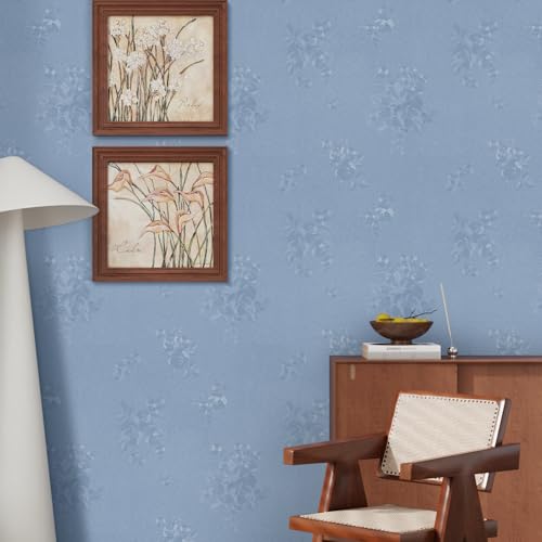CRE8TIVE Light Blue Peel and Stick Wallpaper - 12"x354" Textured Embossed Flower Wallpaper Adhesive for Bedroom, Kitchen, Living Room - color: Light Blue, size: 12" x 354"