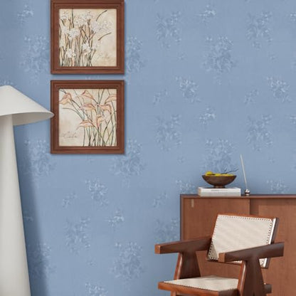 CRE8TIVE Light Blue Peel and Stick Wallpaper - 12"x354" Textured Embossed Flower Wallpaper Adhesive for Bedroom, Kitchen, Living Room - color: Light Blue, size: 12" x 354"