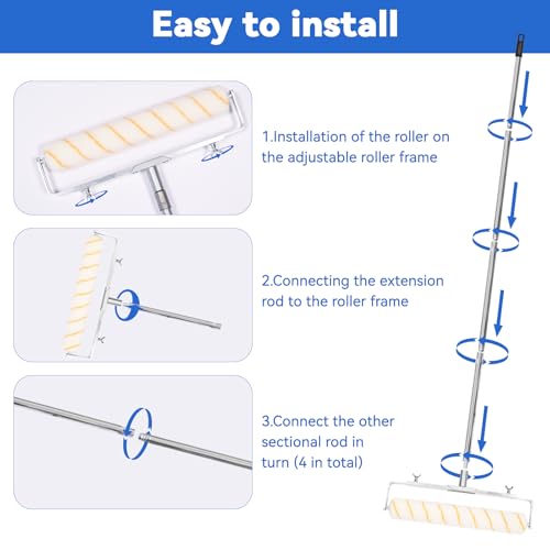 12 Pcs 18 Inch Paint Roller Kit, Large Paint Roller with Tray