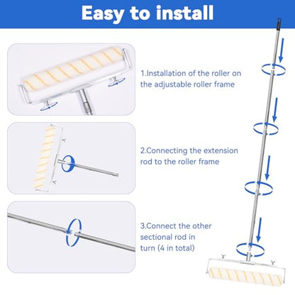 12 Pcs 18 Inch Paint Roller Kit, Large Paint Roller with Tray
